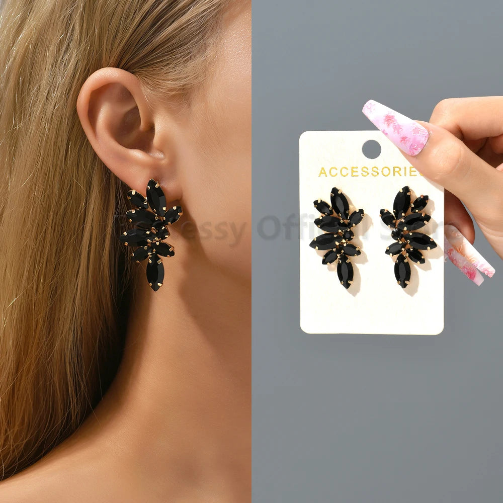 2025 Luxury Green Rhinestone Earrings – Vintage Geometric Wing Statement Jewelry for Women