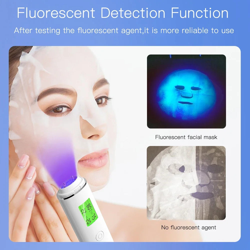 Portable Rechargeable Skin Analyzer LCD – Digital Water, Oil & Moisture Tester with Fluorescent Detection for Facial Skin Care Analysis Tool