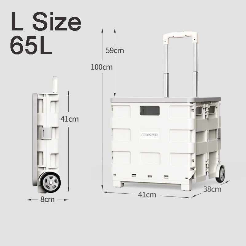 45/65L Folding Shopping Cart Trolley – Portable Home Cart with 2/4/8 Wheels