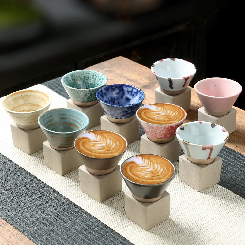 Japanese Style Retro Ceramic Coffee Cup - Rough Pottery Tea Mug, Porcelain Latte Cup for Home & Office
