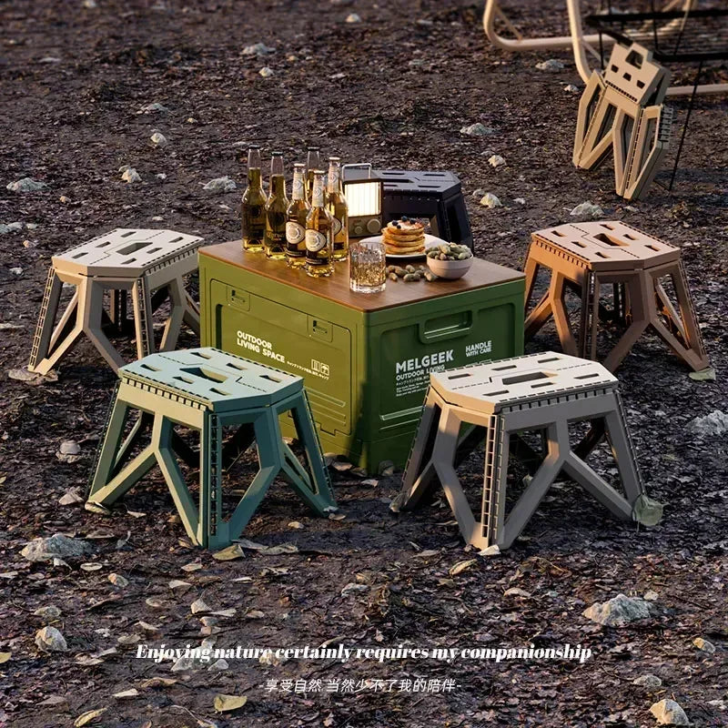 Camping Storage Box with Trunk Organizer - Multi-Functional Folding Outdoor Bench and Chopping Board for Picnics and Car Camping