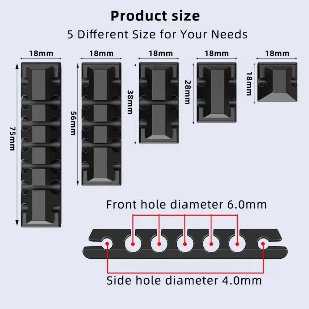 Silicone Cable Holder Organizer - Flexible Cord Management Clips for USB Wires, Earphones, Mouse & Keyboard Cables