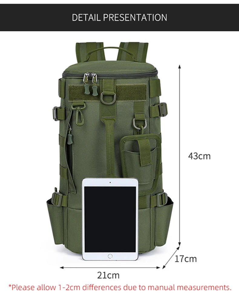 Tactical Fishing Backpack – Multifunctional Tackle Bag with Rod Holders, Molle Storage for Fishing, Camping & Hiking