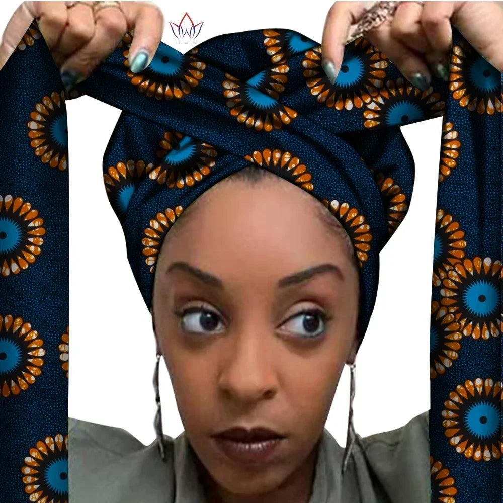 African Print Bonnet with Long Ribbon - Large Size Ankara Hair Wrap Cap for Women, Single Layer Head Cover