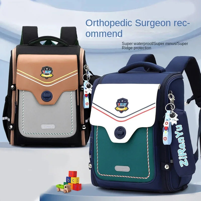 Orthopedic Waterproof Elementary School Backpack Set – High-Quality Kids Bookbag for Boys & Girls with Pencil Case Gift Set