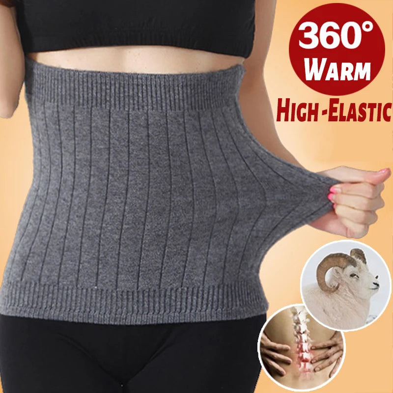 Wool Waist Support Belt - Warm Cashmere Lumbar Brace for Fitness, Sports & Everyday Comfort