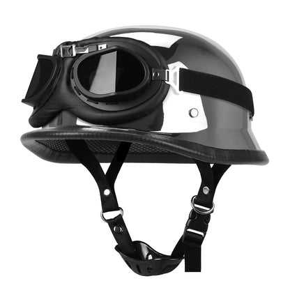 German Leather Motorcycle Half Helmet - Vintage Open Face Biker Helmet, DOT Certified, Casco Moto for S-XXL Sizes