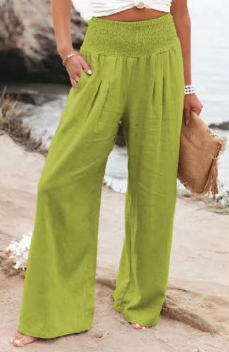 Trendy & Comfortable: RX6602 Autumn/Winter High Waist Cotton Hemp Casual Pants - Quick-Selling Elastic Waist Women's Fashion