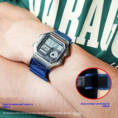 Casio AE-1200 & AE-1300 Nylon Watch Strap - Breathable Outdoor Band with Metal Ring & Camouflage Design