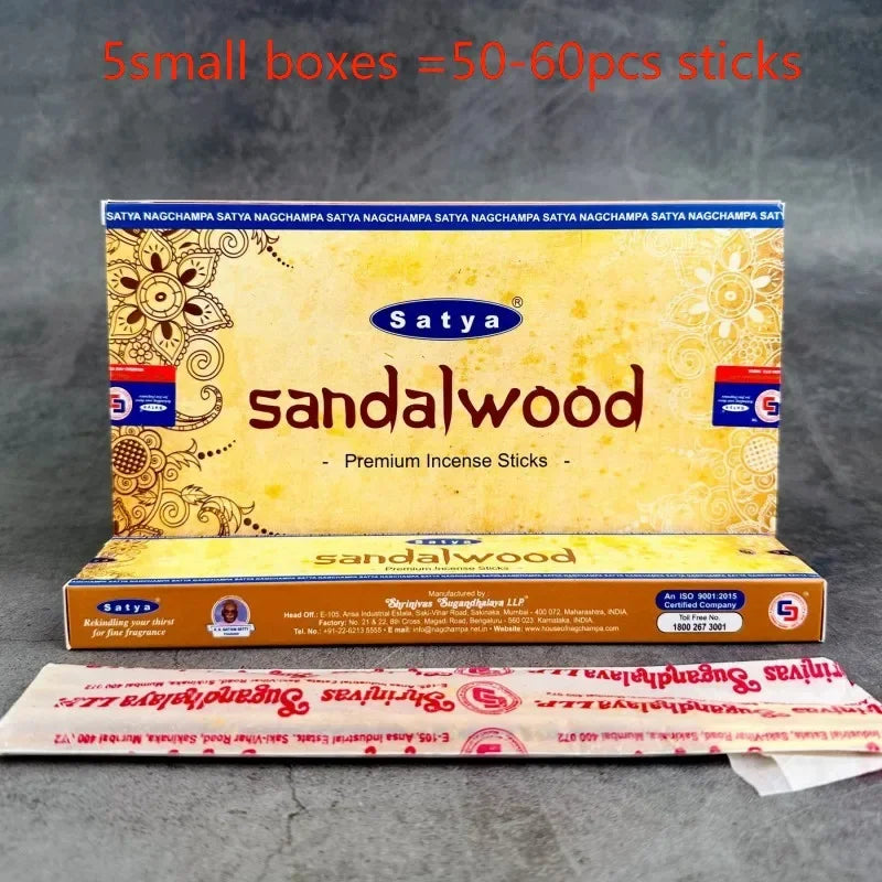 5BOX NAG Champa Indian Incense Set – Satya Handmade Sticks with 6 Aromatic Scents for Home & Meditation