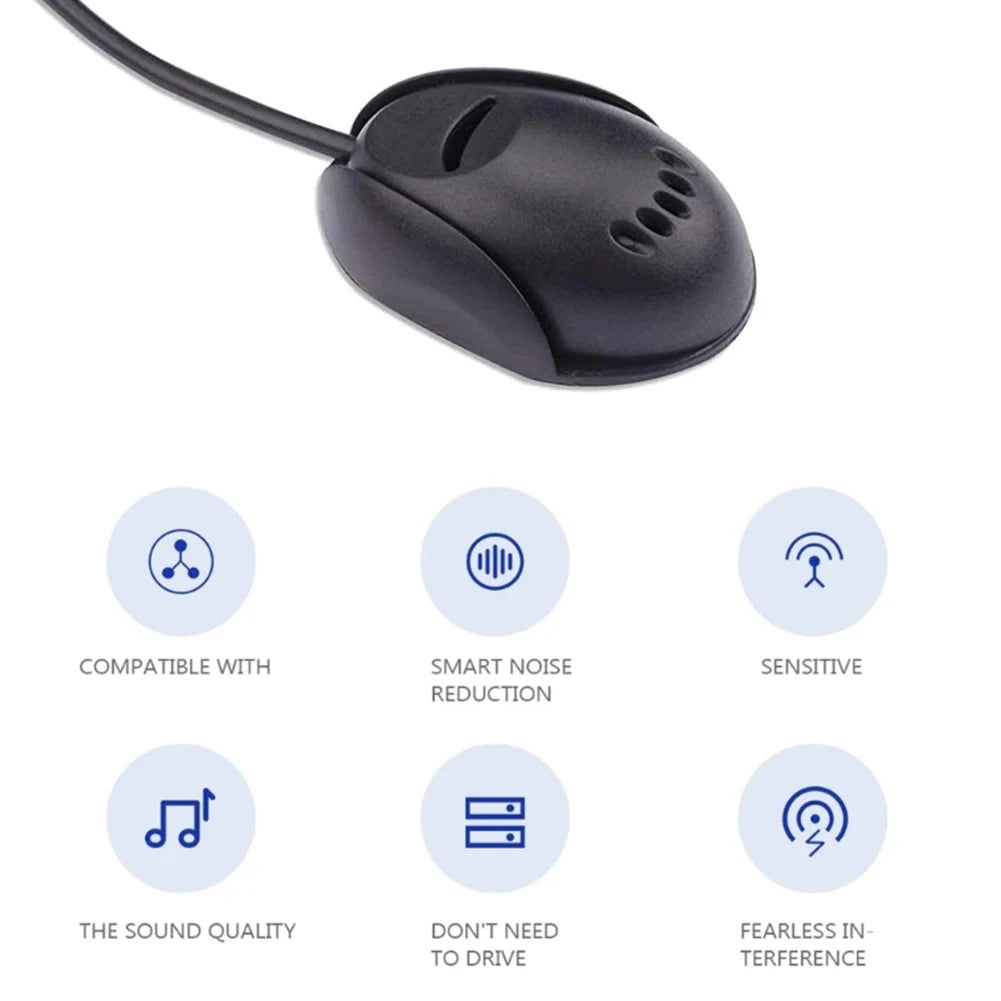 Portable Car Audio Microphone - 3.5mm External Mic with Noise Reduction for GPS, Bluetooth Car Stereo & Vehicle Systems