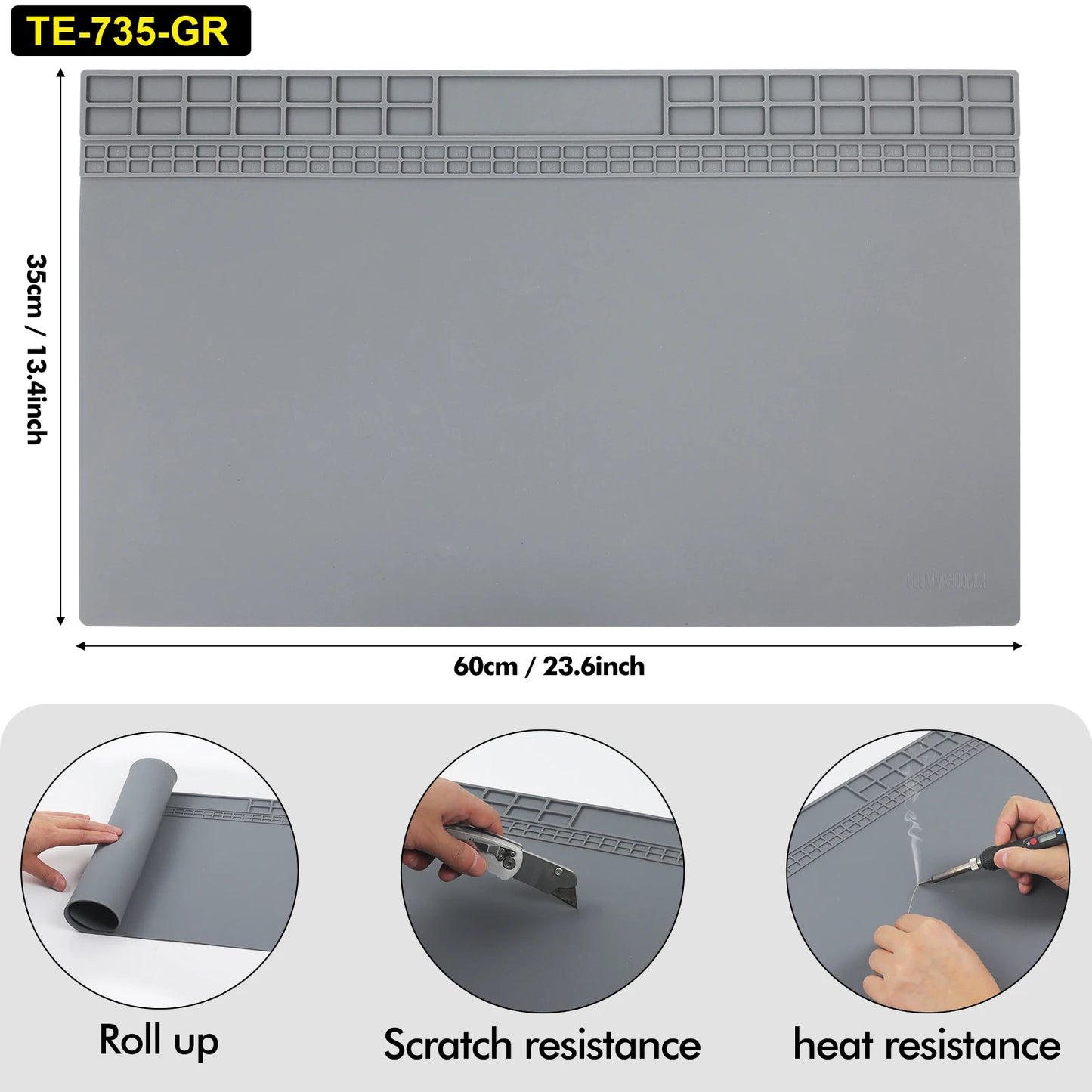 Toolour High-Temperature Silicone Welding Pad – Non-Slip Durable Mat up to 500℃, Multi-Size for Welding Work
