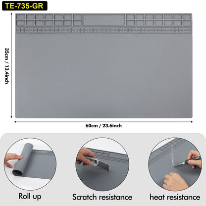 Toolour High-Temperature Silicone Welding Pad – Non-Slip Durable Mat up to 500℃, Multi-Size for Welding Work