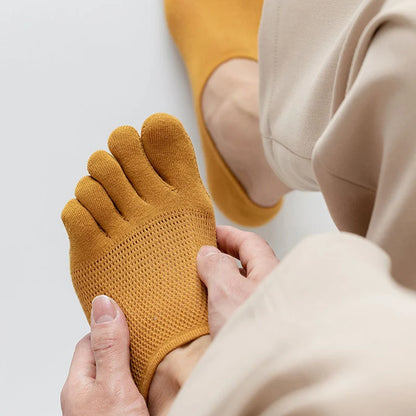 3 Pair Pack Men's Novelty Toe Socks - Breathable and Sweat-Absorbent Finger Boat Socks, High-Quality Casual Sox
