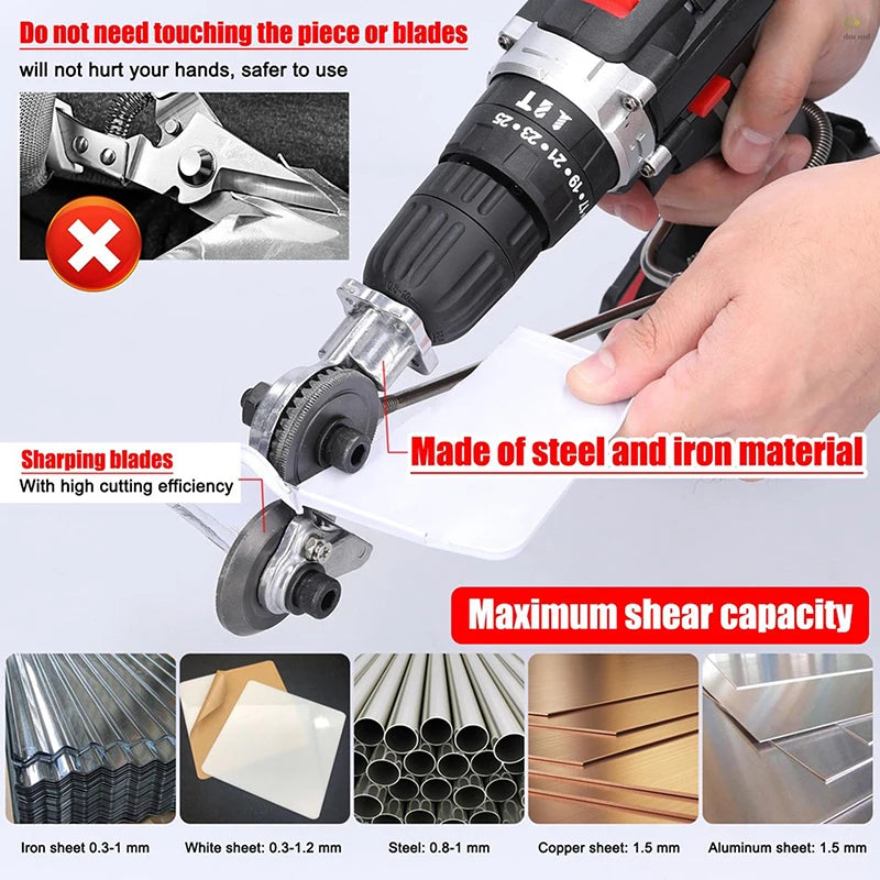 Electric Drill Plate Cutter: Double-Headed High-Speed Rotor Blade for Free Cutting Sheet Metal - Sharp Cutting Tool