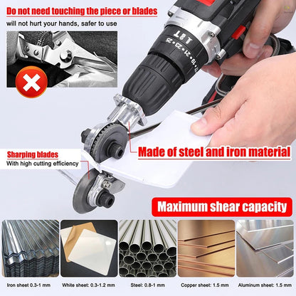 Electric Drill Plate Cutter: Double-Headed High-Speed Rotor Blade for Free Cutting Sheet Metal - Sharp Cutting Tool