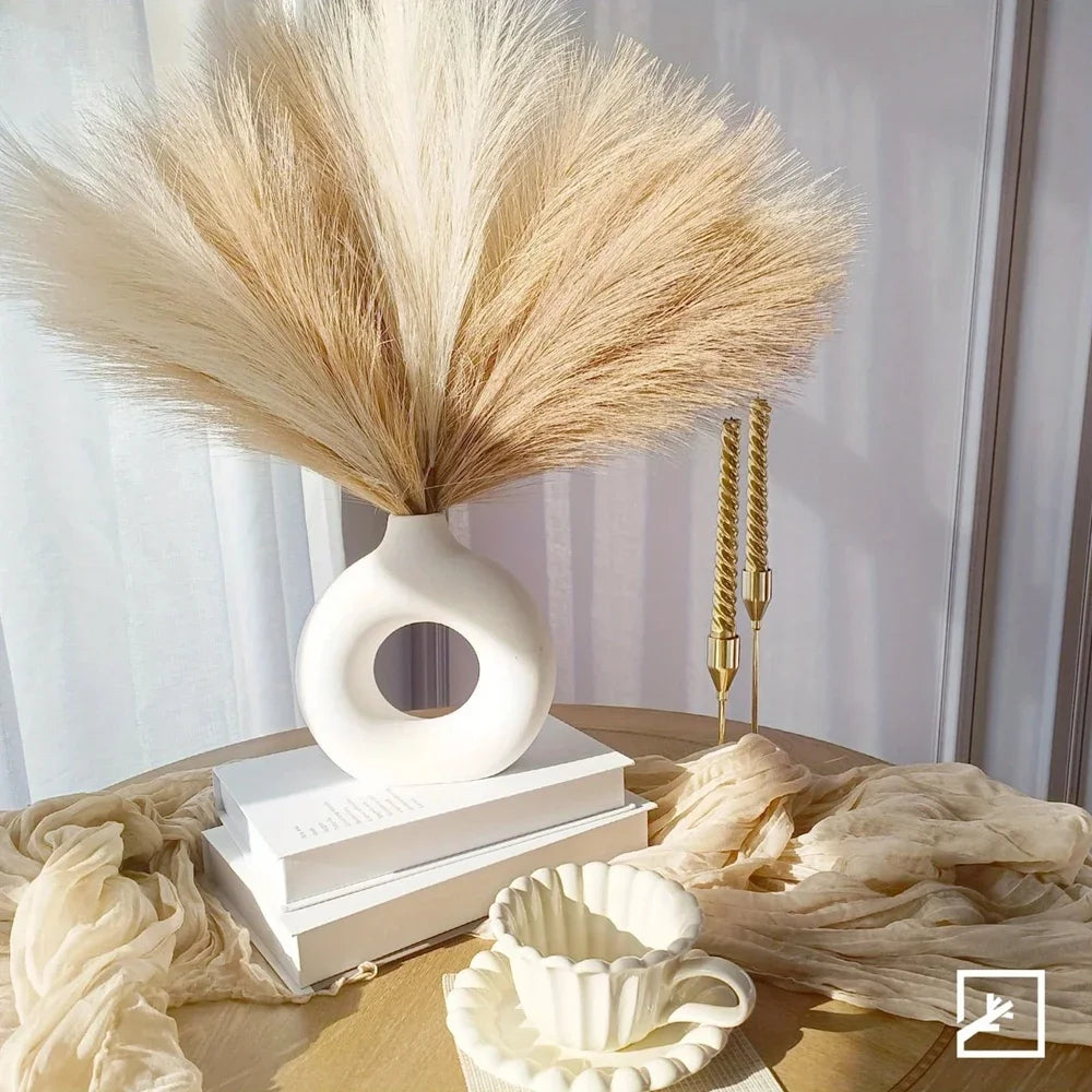 10PCS Artificial Pampas Grass – Fake Reed Flowers for DIY Floral Arrangements, Table Decor, Weddings & Home Christmas Decoration