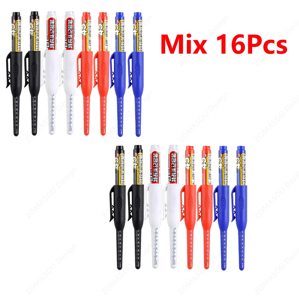 Carpenter Marker Pens — 45mm Long Nib Head, Hole Marker for Woodworking, 100-1PCS White/Black/Blue/Red Hand Tools