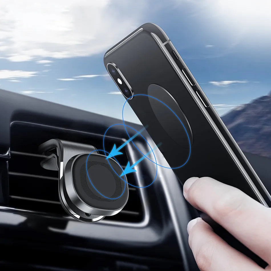 Magnetic Car Phone Holder - Air Vent Clip Mount with 360° Rotation for Xiaomi, iPhone 14, Samsung, & Other Cell Phones