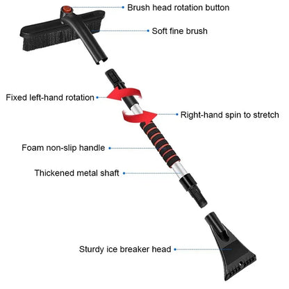 Winter Car Snow Shovel & Ice Scraper – Extendable Detachable Windshield Cleaning Brush Tool
