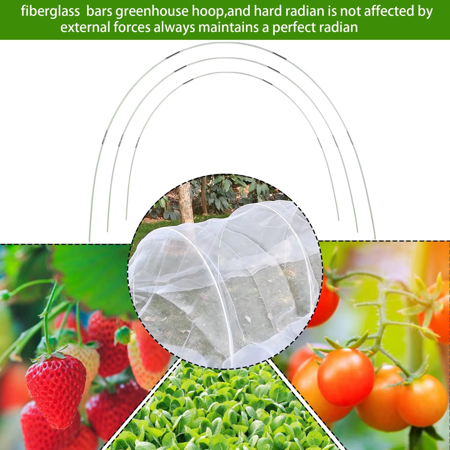 25/50pcs Garden Greenhouse Hoops | Rust-Free Fiberglass Plant Support Frame for DIY Grow Tunnel