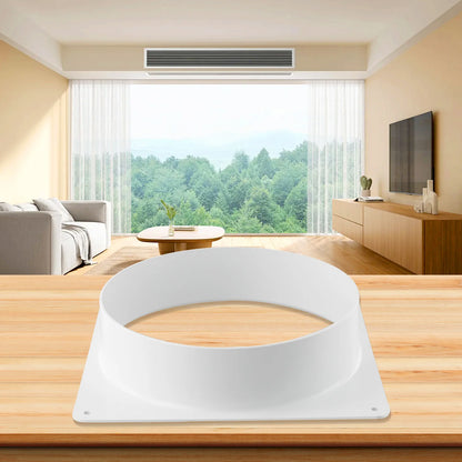 White Air Vent Duct Connector Flange – Straight Square Bottom Pipe for Easy Ventilation Duct Installation
