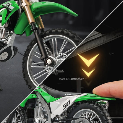 1:12 Kawasaki KX450 Diecast Motorcycle Model - Alloy Toy Bike with Shock Absorption Rubber Tires Gift for Kids & Collectors