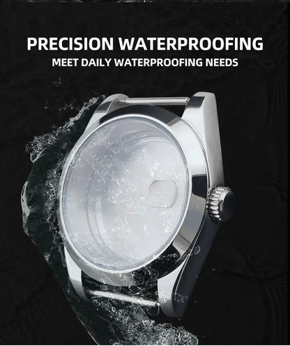 Neiton 36mm/39mm Silver Watch Case - Sapphire, Bevel Edge, 316L Stainless Steel for NH35, NH36, NH34 Movements