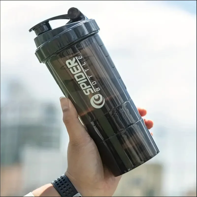 Shaker Bottle with Power Container - 2 Tier Protein Shake & Powder Sports Water Bottle for Gym & Fitness
