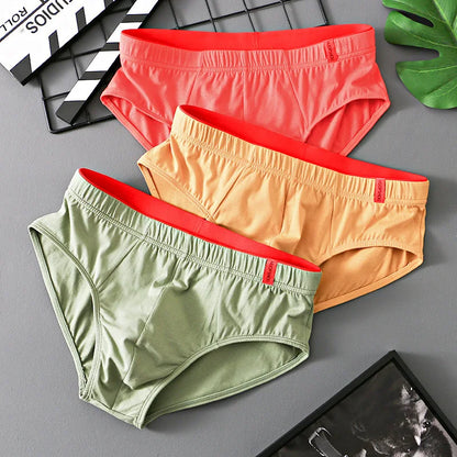 Men’s Cotton Briefs with Convex Pouch – Low Rise Breathable Solid Color Underwear (1/3PCS Pack) Comfortable Youth Fit