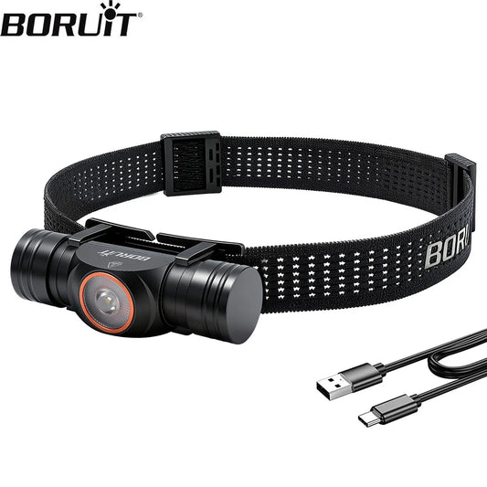 BORUiT HP400 LED Headlamp 650LM – TG3 Ultra Bright 7 Modes Type-C Rechargeable 18650 Headlight, Camping & Fishing Waterproof Head Torch Lantern