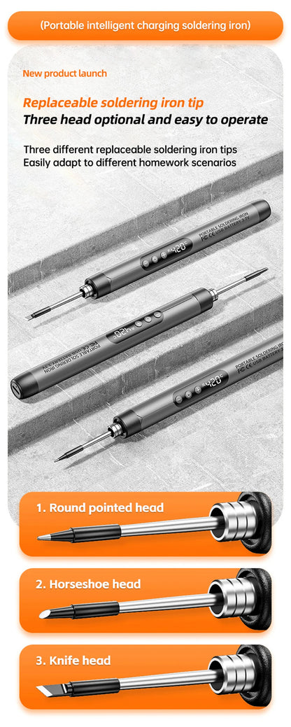 USB Type-C Mini Soldering Iron Set – 5V 8W Electric Soldering Tool with Digital Display & Adjustable Temperature