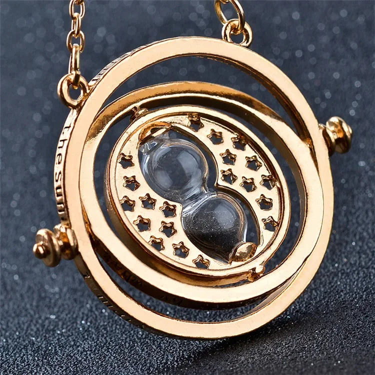 Magic Time-Turner Hourglass Necklace - Multicolor Rotating Pendant for Wizard-Inspired Fashion and Cosplay Gifts