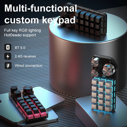 15-Key RGB Mechanical Macro Keyboard — Custom Programmable Hotswap Macropad with 3 Knobs for Photoshop & Gaming