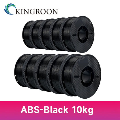 KINGROON 10KG PLA/ABS/PETG Filament 1.75mm – 10 Rolls Black, White, Gray for 3D Printing