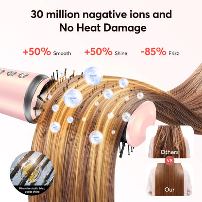 5-in-1 Hair Dryer & Styling Tool – Straightener, 32mm Curling Iron with 300 Million Negative Ions, Quick Drying Hair Care Gift