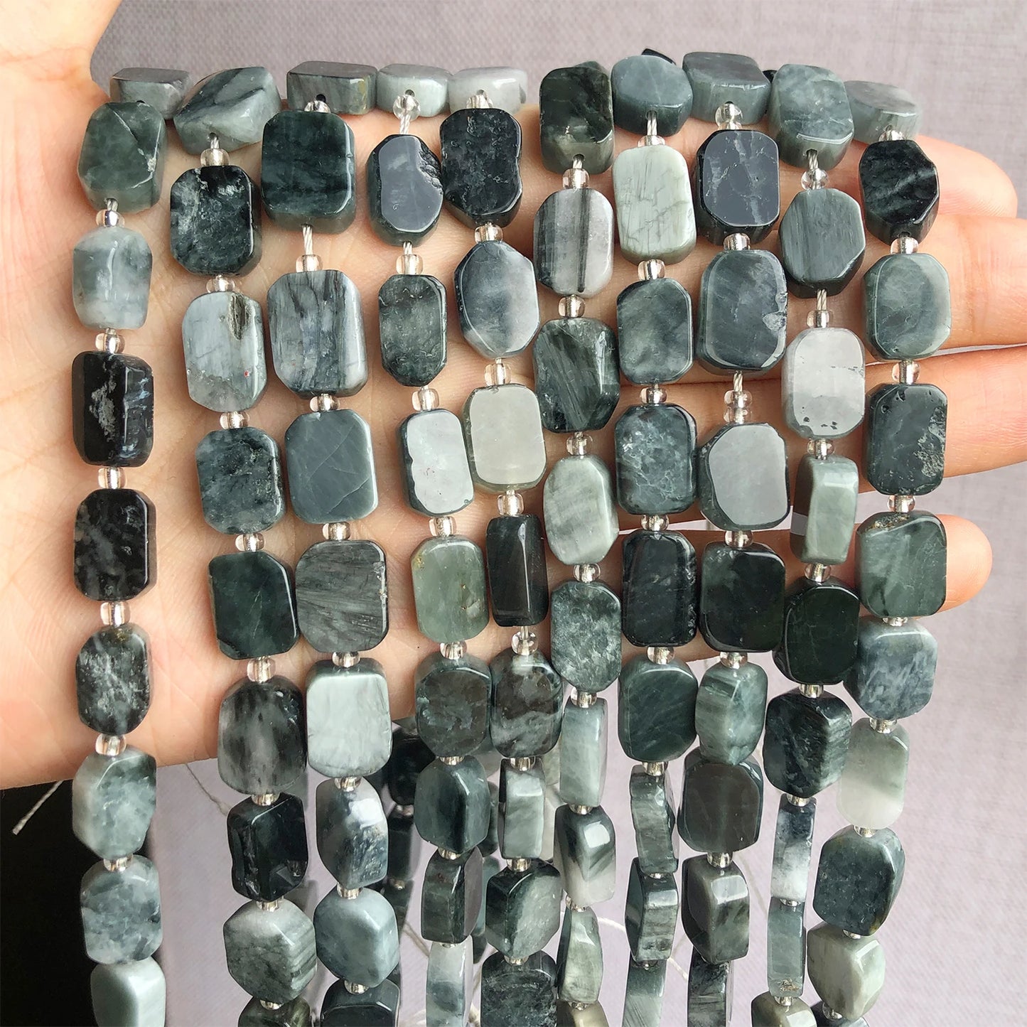 Natural Gemstone Rectangle Beads - 8x12mm Amethyst Citrine Lapis Lazuli Spacer Beads for DIY Jewelry Making & Bracelets