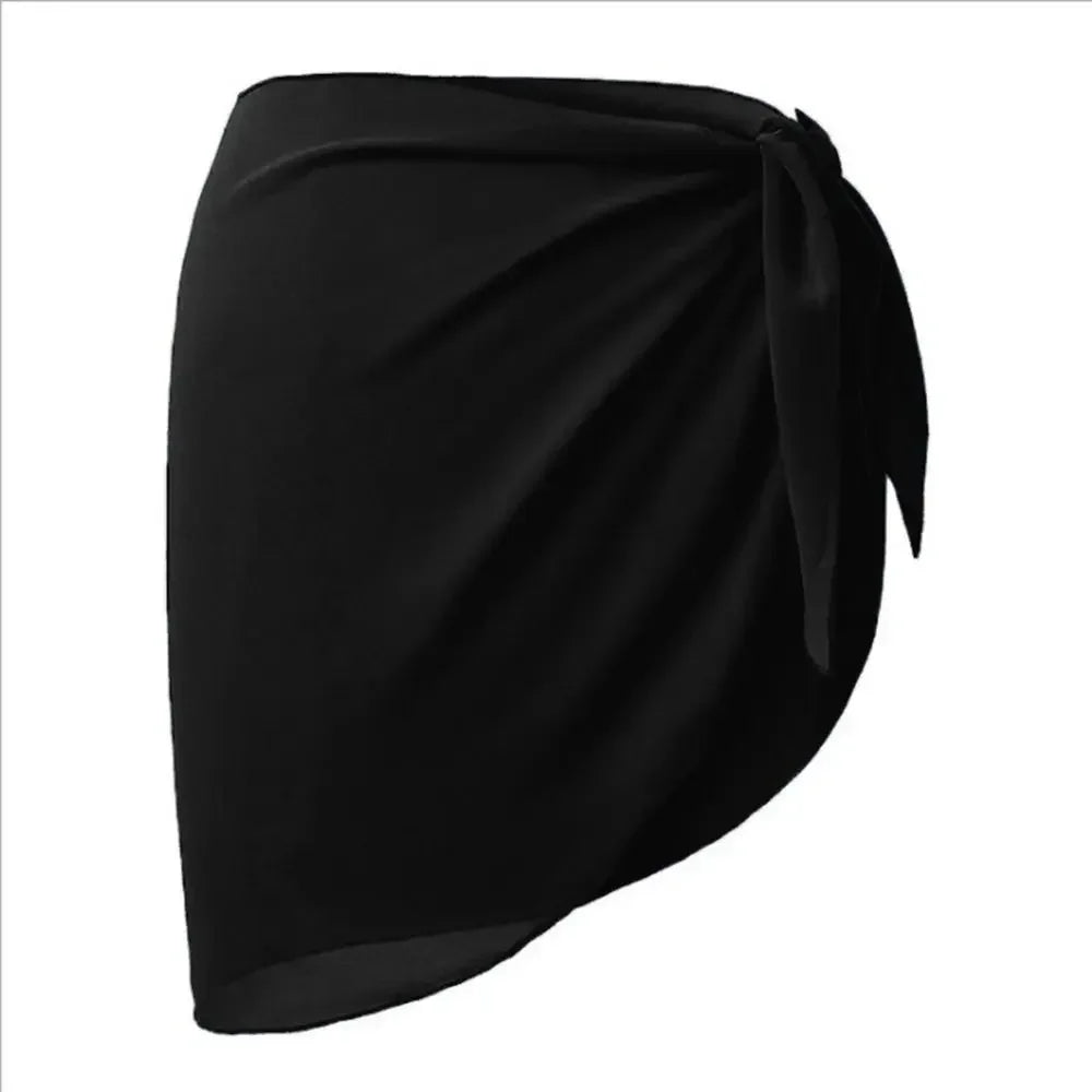 Women's Summer Sheer Sarong Cover-Up - Solid Chiffon Bikini Wrap Beach Skirt