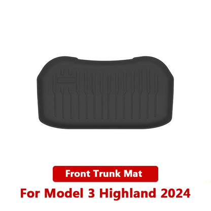 Tesla Model 3 Highland 2024 TPE Trunk Mats – Waterproof Front & Rear Layered Carpet Pads