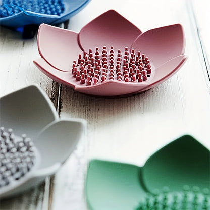 Lotus Design Soap Holder - Silicone Bathroom Soap Box with Drainage