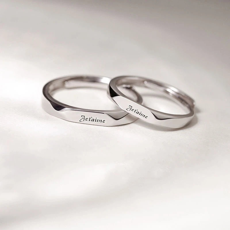 New Silver Couple Rings - Sun & Moon Adjustable Open Ring for Men & Women, Wedding & Fashion Jewelry Gift
