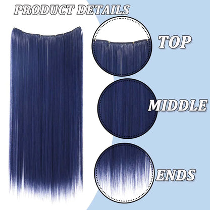 22-Inch Colorful Straight Clip-In Hair Extensions - Long Heat-Resistant Synthetic Hairpiece for Women
