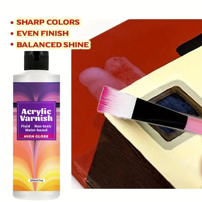 200ML Acrylic Varnish - High Gloss Clear Protective Coating for Paintings with Waterproof & Non-Yellowing Finish
