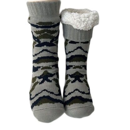 Men’s Winter Thermal Socks – Warm Leopard Print Short Plush Velvet Non-Slip Fuzzy Floor Socks, Camouflage Gift 2023