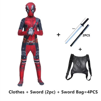 Deadpool Kids Halloween Cosplay Costume – Superhero Jumpsuit for Children