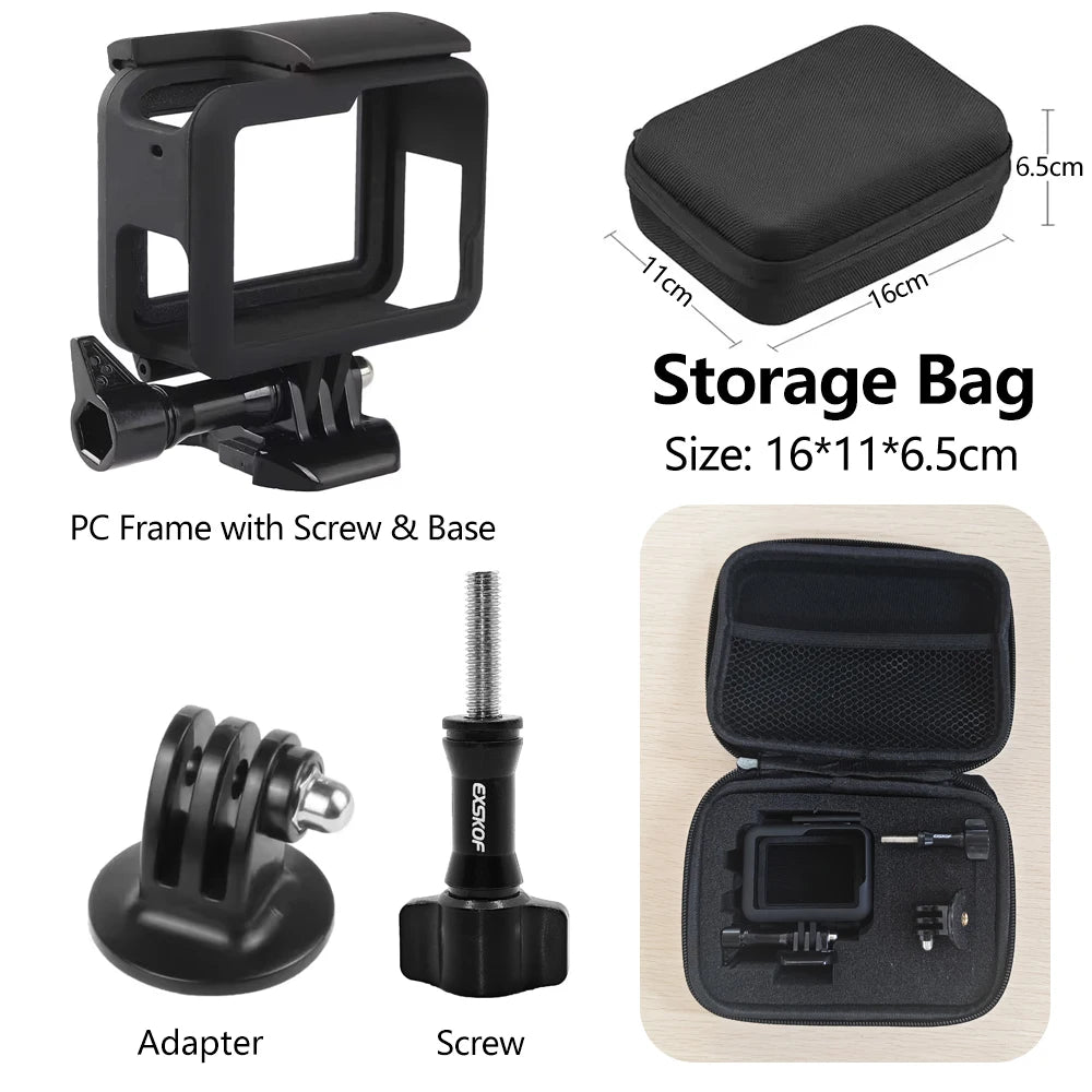 Protective Plastic Frame Case for GoPro Hero 5/6/7 Black – Durable Action Camera Cage Housing Shell Replacement Accessory for Mounting & Protection