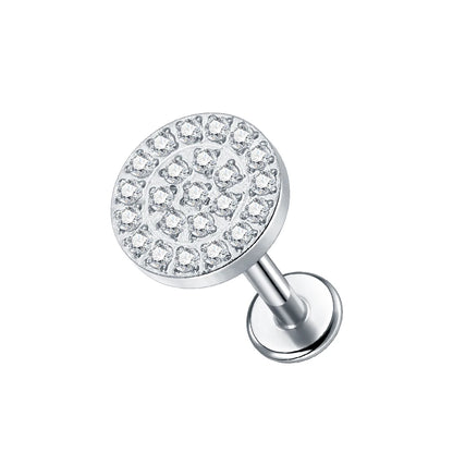 Titanium CZ Tragus & Helix Stud – Internally Threaded Labret Lip Ring Piercing Earring (1PC)