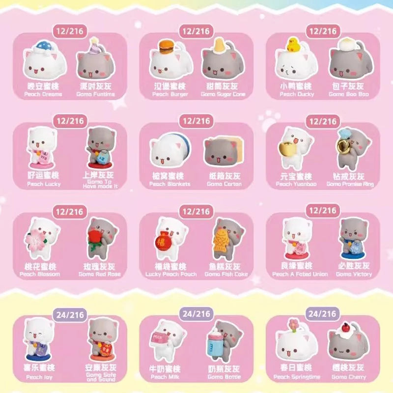 Mitao Cat Peach and Goma Sweet Mini Universe Blind Bag - Cute Anime Cat Collectible Figures, Mystery Box Toys, and Surprise Gifts