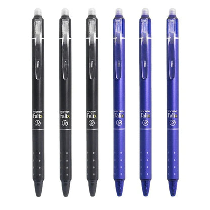 0.5mm Retractable Erasable Gel Pens Set – Black & Blue Ink with Refills, Built-in Eraser, Office & Exam Stationery Kit