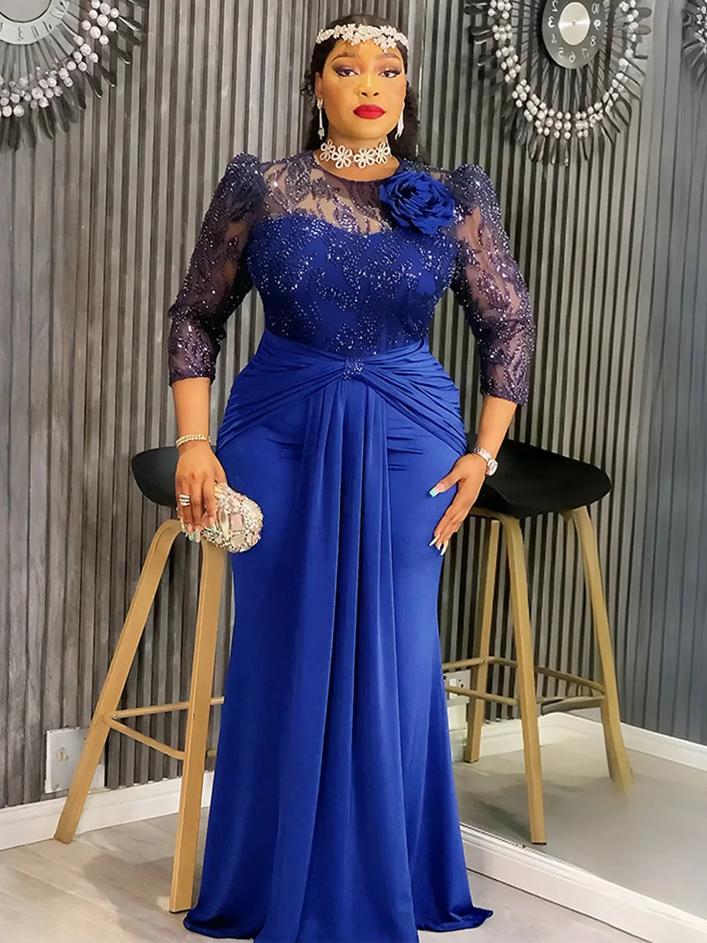 Plus Size African Party Dress - Elegant Dashiki Ankara Wedding Evening Gown